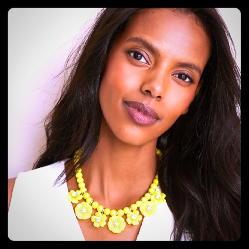 Ann Taylor  Yellow Resin Flower Statement Necklace